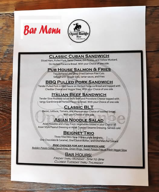 Our exclusive bar menu